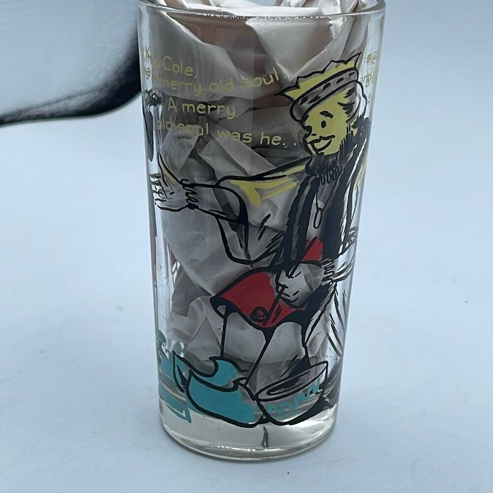 Vintage Midcentury Ole King Cole poem cartoon highball glass.